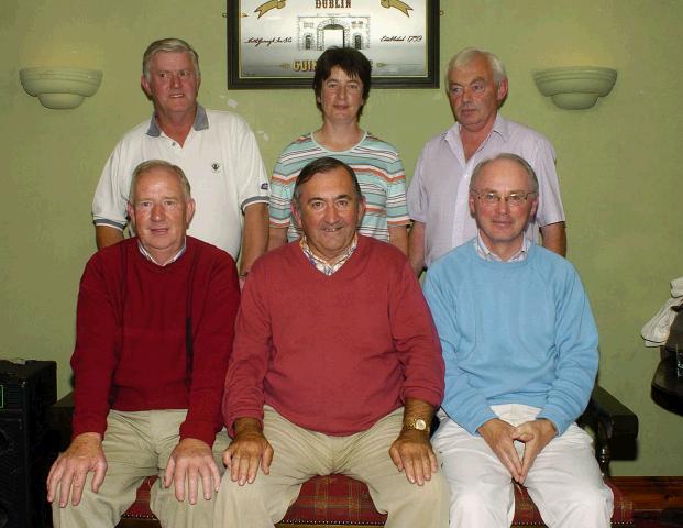 Balla Golf Club Classic presentations held in Durkans Bar Balla Visitors Prize sponsored by McGuinness Contractors Castlebar, Dunnes Stores Castlebar and Credit Union Balla   Front L-R: Gerry Kilkenny, Noel Jennings, Alan McHugh. Back L-R: Ted Gormally Mens President, Marie Flannigan Lady Captain, Con Lavin Mens Captain. Missing from photo Dave Kearney Senior Photo  Ken Wright Photography 2007.  