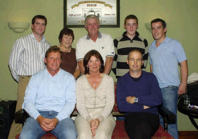 Balla Golf Club Classic presentations held in Durkans Bar Balla sponsored by PEL Recycling Equipment Brownhall Balla and MCM Insurance Brokers Ballina Front L-R: Stephen Minogue 3rd, Kathleen Minogue 3rd, Charlie Muldoon 3rd. Back L-R: Tommy Griffiths (sponsor), Nora Heraghty 2nd, Ted Gormally Mens President, Alan Jennings 2nd, Stephen Costello (sponsor). Missing from photo Elaine OHora 3rd and Breege Jennings and Pat Jordan 2nd .  Photo  Ken Wright Photography 2007.  


