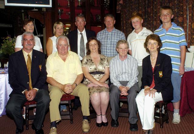 Castlebar Golf Club Presentations 18 Hole Stableford sponsored by Mick OMalley
Front L-R: Val Jennings Mens Captain, Mick OMalley (sponsor), Antoinette Starkin 1st, Eamon Donnellan 1st, Teresa Reddington Lady captain. Back l-R: Celia Coen 3rd, Deidre Moylette 2nd, John Galvin Mens President, Martin McLoughlin 2nd, Niall Fahey 1st in junior section, Eoin Lisibach gross. Photo  Ken Wright Photography 2007

