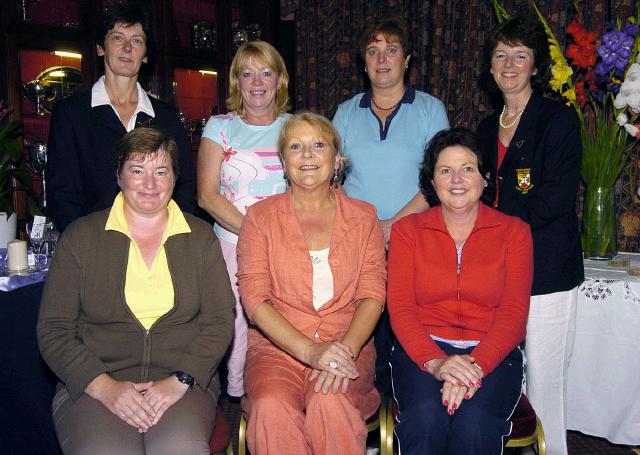 Castlebar Golf Club Beginners presentations, Front L-R: Bridget Togher, Ann Melvin, and Nuala McGowan.  Back L-R:  Margaret Tighe Lady President, Brid Healy, Alicia Murray, Teresa Reddington Lady Captain, Photo � Ken Wright Photography 2007. 