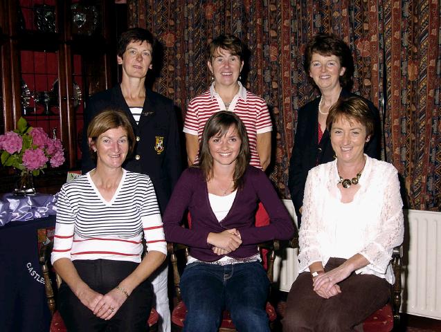 Castlebar Golf Club Open Week Presentations 18 Hole Stableford sponsored by Attracta Hanley Hanley Supermarket Station Rd Castlebar. Front L-R: Helen Parsons 3rd, Eimear Minogue 1st, Regina Kerr representing Leah Kerr 2nd, Back L-R: Margaret Tighe Lady president, Betty Gannon Competition Secretary, Teresa Reddington Lady Captain. Photo  Ken Wright Photography 2007.  