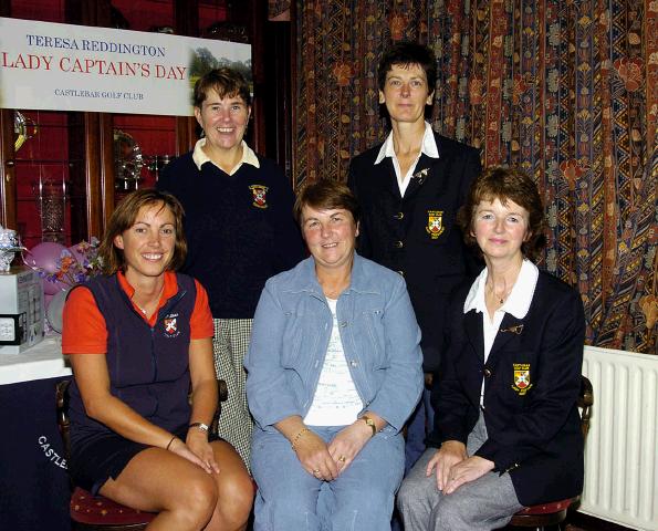 Castlebar Golf Club Presentations 18 Hole Stroke sponsored by James Murtagh Jewellers Castlebar Front L-R: Sarah Byrne 2nd, Una Lydon 1st, Teresa Reddington Lady Captain, Betty Gannon representing Ger Lyons, Margaret Tighe Lady President.
Photo  Ken Wright Photography 2007
