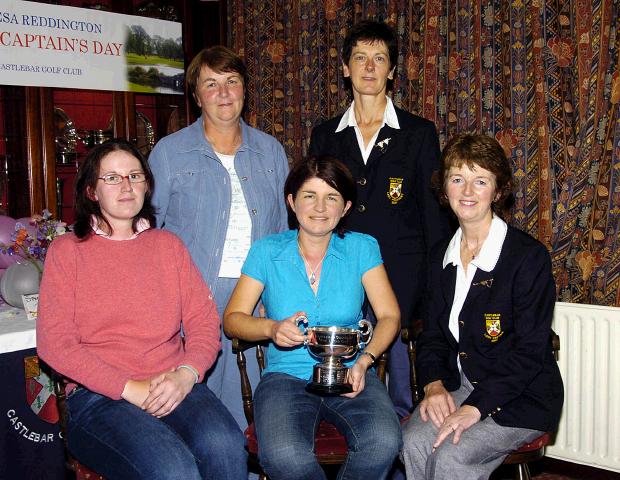 Castlebar Golf Club Presentations the Lucan Cup (18 Hole Stableford) sponsored by Symphony Kitchens Castlebar Front L-R: Elaine Rowley 2nd, Mary Glynn 1st, Teresa Reddington Lady Captain, Una Lydon 3rd, Margaret Tighe Lady President.  Photo  Ken Wright Photography 2007