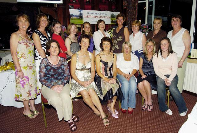 Castlebar Golf Club Lady Captain Presentations Front L-R; Connie White gross, Margaret Tighe Lady President, Teresa Reddington Lady Captain, Deidre Moylett 1st, Derval Molloy 2nd,  Leah Kerr . Back l-R; Regina Kerr past captain, Monica Joyce 8th, Pia Cribbins 5th, Niamh Armstrong 6th, Aoife McHale 4th, Celia Coen 7th, Helen Parsons 2nd, Dolores Towey 9th, Mary Rose McNulty 10th, Una Lydon 3rd. Photo � Ken Wright Photography 2007. 