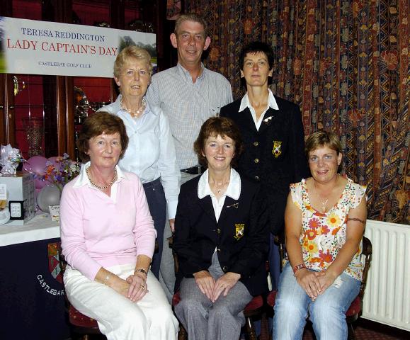 Castlebar Golf Club Presentations 18 Hole Stableford sponsored by Parsons Shoes Main St. Castlebar Front L-R: Marie Rowley 2nd, Teresa Reddington 1st and Lady Captain, Karen Moylette gross. Back L-R: Nora OReilly 3rd, Brendan Parsons (sponsor), Margaret Tighe Lady President.  Photo  Ken Wright Photography 2007. 

