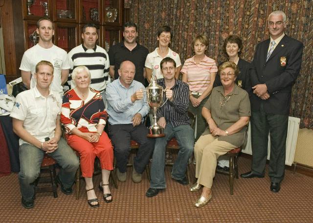 Castlebar Golf Club prize presentation. Pictured are the winners of the Martin Rice Memorial which was sponsored by Master Carpets. Front L - R: Derek Rice (sponsor), Kay Veal (1st), Ray Harrington (winner), Liam Rice (sponsor), Maura Phelan (2nd). Back L - R: Shane Rice (sponsor), James Jennings (3rd), Mick Kilcourse (2nd), Margaret Tighe (Lady President), Regina Kerr (gross), Teresa Reddington (Lady Captain), Val Jennings (Captain). Photo: Ken Wright Photography