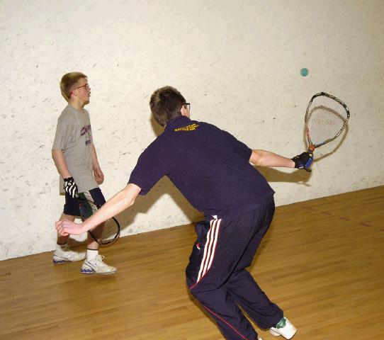 Castlebar Racquetball Club, Eoin Lisibach and Martin Clarke in action at An Sportlann. Photo  Ken Wright Photography 2007.
