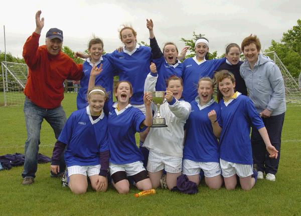 Ribena ToothKind FAI Schools Junior Soccer Competition 2007 held in Manulla Football Grounds. Claremorris N.S. Mayo Winners Large Schools Girls B Cup  Photo  Ken Wright Photography 2007. 