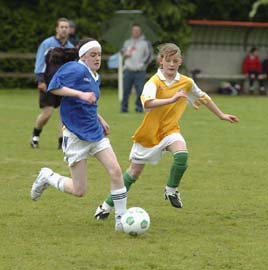 Action from the Ribena FAI Schools 5-Aside at Manulla. Click for more photos of the action and the winning schools from Ken Wright.