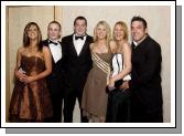Castlebar Rugby Club Annual Dinner and Presentations held in Breaffy International Sports Hotel L-R: Elaine Feerick, Paudie OMalley, Nigel Byrne, Ciara Heavey, Donna McNeill, Aaron Lowther. Photo  Ken Wright Photography 2007. 