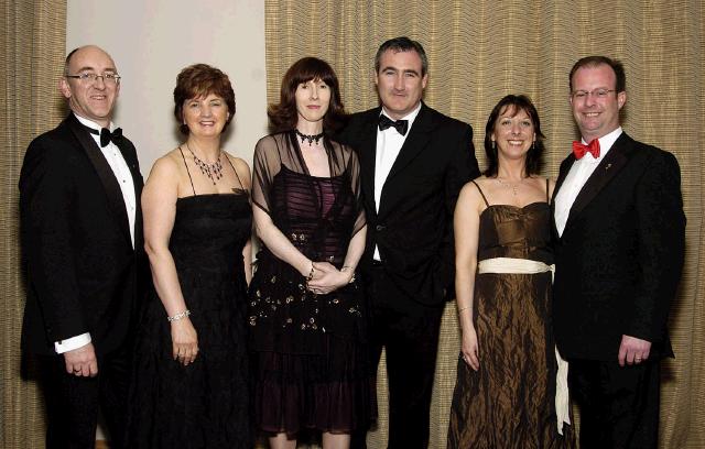 Castlebar Rugby Club Annual Dinner and Presentations held in Breaffy International Sports Hotel L-R: Billy and Valerie Irwin, Jacqueline Mulroe, Gerry Moane, Jackie and Stuart Brennan. Photo  Ken Wright Photography 2007. 
