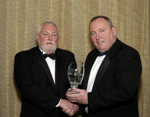 Castlebar Rugby Club Annual Dinner and Presentations held in Breaffy International Sports Hotel Trevor Ardle (President Castlebar Rugby Club)  making a presentation to Clubman of the Year Seamus King . Photo  Ken Wright Photography 2007. 

