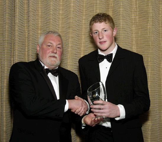 Castlebar Rugby Club Annual Dinner and Presentations held in Breaffy International Sports Hotel Trevor Ardle (President Castlebar Rugby Club). making a presentation to Youth Player  of the Year Shane Casey . Photo  Ken Wright Photography 2007