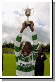 Castlebar Celtic v Westport. Celtic Team captain Noe Baba with the under 12 league cup  Photo Ken Wright. 