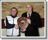 Mayo Schoolboys, Girls and Youths Presentations held in TF Royal Hotel & Theatre
Westport United under 14s Division 2 North winners, presentation to Kenneth Gannon (Coach) by Dave Breen (Secretary Mayo Schoolboys Girls and Youths).   Photo  Ken Wright Photography 2007. 

