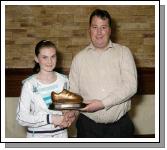 Mayo Schoolboys, Girls and Youths Presentations held in TF Royal Hotel & Theatre
Girls under 12s Young Player of the Year Award presentation to Grace Kenny (Ballyvary Blue Bombers) by Michael Jennings (Mayo Womens League Chairman). Photo  Ken Wright Photography 2007. 

