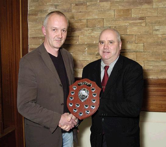 Mayo Schoolboys, Girls and Youths Presentations held in TF Royal Hotel & Theatre
Snugboro United under 12s Division 2 South winners, presentation to John Lawlor by Dave Breen (Secretary Mayo Schoolboys Girls and Youths). Photo  Ken Wright Photography 2007. 
