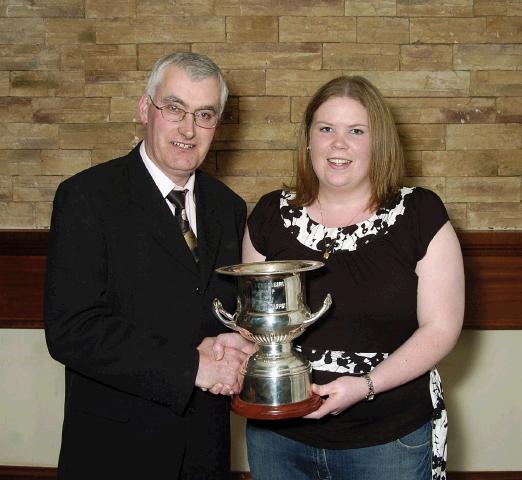 Mayo Schoolboys, Girls and Youths Presentations held in TF Royal Hotel & Theatre
Ballyvary Blue Bombers under 12s Girls League Cup winners, presentation to Majella Walsh  (Coach) by  Michael Fox (Registrar  Mayo Schoolboys, Girls and Youths).  Photo  Ken Wright Photography 2007. 

