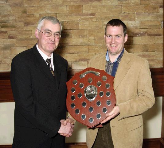 Mayo Schoolboys, Girls and Youths Presentations held in TF Royal Hotel & Theatre
Ballyheane under 14s Division1 winners, presentation to Tom Jennings (Coach) by Michael Fox (Registrar Mayo Schoolboys, Girls and Youths).  Photo  Ken Wright Photography 2007. 
