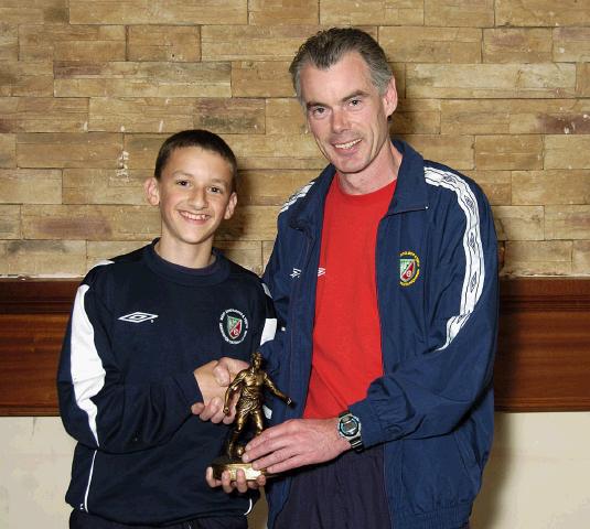 Mayo Schoolboys, Girls and Youths Presentations held in TF Royal Hotel & Theatre
Boys under 12s Young Player of the Year Award presentation to Marc Nolan (Charlestown) by Liam Loftus (Academy Coach) Photo  Ken Wright Photography 2007. 

