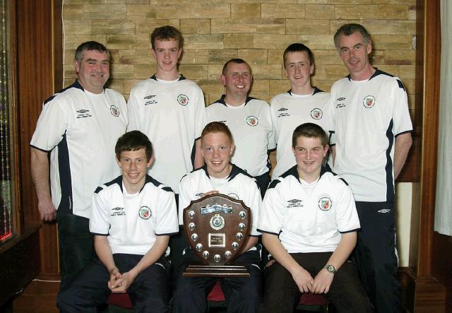 Mayo Schoolboys, Girls and Youths Presentations held in TF Royal Hotel & Theatre
Kennedy Cup Squad Front L-R; Clive Judge, Brian Connolly (Captain), Nigel Naughton. Back L-R: Pat Naughton (Coach), Danny Kirby, Kenneth Gannon (Coach), Cillian OConnor, Liam Loftus (Coach).Photo  Ken Wright Photography 2007. 

