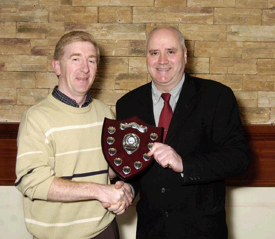 Mayo Schoolboys, Girls and Youths Presentations held in TF Royal Hotel & Theatre
Secretary of the Year presentation to TP Loftus (Killmurray Club) by Dave Breen (Secretary Mayo Schoolboys Girls and Youths).Photo  Ken Wright Photography 2007. 
