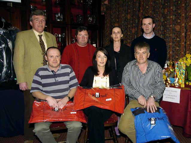 Pictured in Castlebar Golf Club are the 1st place winners of the Castlebar Tennis Club Golf AM AM. Sponsored by Castlebar Credit Union, Allergen Westport,  Baxter Healthcare Castlebar,  Guys Pharmagraphics and Bewleys Hotels . Front L-R: Frank Hastings, Vanessa Phelan (representing Fintan Phelan), Eugene Patten. Back L-R:  John ODonohue (Chairman Castlebar Tennis Club), Michael Murray (Castlebar Credit Union Sponsors), Bertha Munnelly (Lady Captain Castlebar Tennis Club), Kevin Egan (Mens Captain Castlebar Tennis Club). Missing from photo Sean Kelly Photo  Ken Wright Photography 2007.