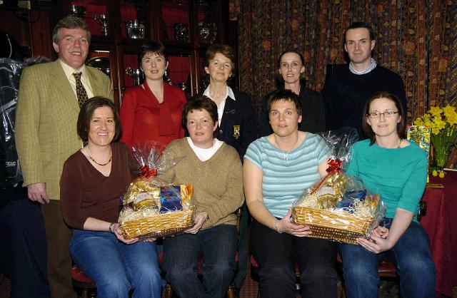 Pictured in Castlebar Golf Club are the winners of the ladies section Castlebar Tennis Club Golf AM AM. Sponsored by Castlebar Credit Union, Allergen Westport,  Baxter Healthcare Castlebar,  Guys Pharmagraphics and Bewleys Hotels Front L-R: Connie White, Sheila Baynes, Breda Gilvarry, Elaine Rowley. Back L-R:  John ODonohue (Chairman Castlebar Tennis Club), Martine Dolan (Club Secretary), Teresa Reddington (Lady Captain Castlebar Golf Club), Bertha Munnelly (Lady captain Castlebar Tennis Club), Kevin Egan (Mens Captain Castlebar Tennis Club). Photo  Ken Wright Photography 2007.