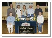 Pictured are the Section 1 winners of Castlebar Tennis Club's annual Charity Tournament. This year's competition was sponsored by Eddie Egan Jewellers and held in aid of cancer research. Front (L - R): Bernie Burke, Bertha Munnelly (Lady Captain). Back (L - R): John O'Donoghue (Chairman), Kevin Egan (Captain, also representing sponsor), Pauline O'Donoghue, Paul Gavin, Martin Moylette. Photo: Ken Wright Photography