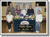 Pictured are the Section 3 winners of Castlebar Tennis Club's annual Charity Tournament. This year's competition was sponsored by Eddie Egan Jewellers and held in aid of cancer research. Front (L - R): Julia Thompson (runner-up), Bertha Munnelly (Lady Captain). Back (L - R): John O'Donoghue (Chairman), Sylvia Kane (winner), Kevin Egan (Captain, also representing sponsor), Walter Donoghue (winner), Peter Dugan (runner-up). Photo: Ken Wright Photography