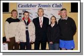 Pictured at Launch of Castlebar Tennis Club Monster Table Quiz were l-r   John O'Donohoe, Club Chairperson, Kevin Egan, Men's Captain, Joe O'Dea, Manager of the Welcome Inn, Quiz Sponsors, Bertha Munnelly, Ladies Captain and Jerry King, Quiz Organiser.Table Quiz will take place in the Failte Suite on Monday February 26th at 8.30p.m. 