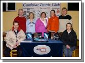 Castlebar Tennis Club Fun Friday sponsored by Fiona Rowland, Rowlands Pharmacy Market Square Castlebar. Section A Winners & Runners Up: Front L-R: Kevin Egan Mens Captain, Bertha Munnelly Lady Captain. Back L-R: Paul Gavin and  Sharon Fox(Runners up), Fiona Rowland (sponsor), Grainne Cashin  and John ODonohue (Winners). Photo  Ken Wright Photography 2007.