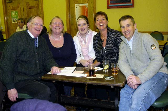 Castlebar Tennis Club Table Quiz held in the Welcome Inn 
A group who took part in the quiz L-R: John McGoldrick, Sharon Dunleavy, Mairead Cannon, Catherine Brennan, John Brennan. Photo  Ken Wright Photography 2007

