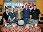 Mulroys Statoil Stations & Togher Tyres Inter Business League at Mayo Rollerbowl
League section 4th place winners from Little Glancys Team  L-R: Cora Mulroy (Mayo Rollerbowl sponsor), Sean Walsh, Joe Togher (Togher Tyres sponsor), Alan Mulroy (Mulroys Statoil Stations), Michael Jordan. Missing from photo Dave O'Rourke and Gerry McHugh: Photo  Ken Wright Photography 2005
