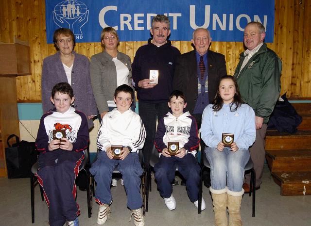 Castlebar Credit Union School Quiz held in Davitt College 
Winners Senior Section from Errew NS Front L-R: John Lally, Liam Howley, Carl Killeen, Ella McHale  Back L-R: Patricia Walsh (CU), Bridie Clarke (CU),  Gabriel Lally (Mentor), Paddy Glynn (CU), Jimmy Murphy (CU). Photo  Ken Wright Photography 2007.
