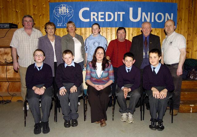 Castlebar Credit Union School Quiz held in Davitt College 
3rd Place Senior Section from St. Patricks NS Front L-R: Niall Kernin, Cillian McNeela, Stephanie Gaughan (Teacher), Philip King, Brian Comer.  Back L-R: 
John Walsh (CU), Patricia Walsh (CU), Bridie Clarke (CU), Catherine Murphy, Michael Murray (CU), Paddy Glynn (CU), John OBrien. Photo  Ken Wright Photography 2007.


