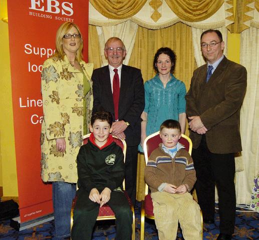 Pictured in the T.F. Royal Hotel & Theatre Castlebar winners of the I.N.T.O. / E.B.S.
Handwriting Competition Category G Front L-R: Conor Byrne (Rathbane N.S. Bofeenaun) Daniel Henry (Tavrane N.S. Kilkelly),  Back L-R: Maire English (Co-ordinator), Jim Higgins (C.E.C. of District IV - I.N.T.O.), Kathleen OHora (teacher Tavrane N.S. Kilkelly), Barney Kiernan (E.B.S.). Photo  Ken Wright Photography 2007. 
