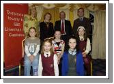 Pictured in the T.F. Royal Hotel & Theatre Castlebar winners of the I.N.T.O. / E.B.S.
Handwriting Competition Category C Front L-R: Sinead Mylett (St. Angelas N.S. Castlebar), Ciara OBrien (Scoil Muire gan Smal). Category D Middle Row L-R: Laura Beston (Scoil Muire gan Smal), Laura Keane (Scoil Muire gan Smal), Kate Moore (St. Angelas N.S. Castlebar). Back L-R: Maire English (Co-ordinator), Noreen Jennings (teacher St. Angelas N.S. Castlebar), Jim Higgins (C.E.C. of District IV- I.N.T.O.), Barney Kiernan (E.B.S.). Photo  Ken Wright Photography 2007. 
