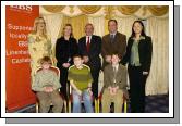 Pictured in the T.F. Royal Hotel & Theatre Castlebar winners of the I.N.T.O. / E.B.S.
Handwriting Competition Category C Front L-R: Conor Canning (St. Colmilles N.S. Westport), Thomas Fleming (Cloonlyon N.S. Charlestown), Cormac Muldoon (St. Anthonys N.S. Castlebar). Back L-R: Maire English (Co-ordinator), Stephanie Hope (teacher), Jim Higgins (C.E.C. of District IV - I.N.T.O.), Barney Kiernan (E.B.S.), Tara Biesty (E.B.S.). Photo  Ken Wright Photography 2007. 
