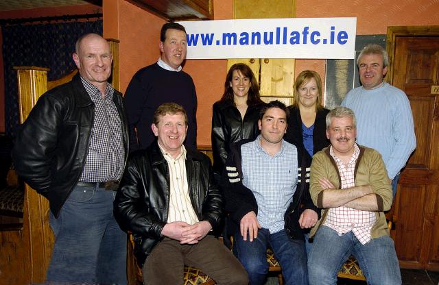 Pictured in Flukeys Bar Belcarra Previous winners of the Manulla Football Club Lotto Front L-R: Mike Durkan, Paul Tansey, John Bennett, Back L-R: John Lavelle (Chairman), John Gilligan, Anne Marie OConnor, Julie King, Pat Livingstone. Photo  Ken Wright Photography 2007. 

