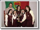 Buaiteoir - Bailad GhrpaPictured in Breaffy GAA Clubhouse at the Mayo GAA Scr na bPist FinalsWinners from Scoil Nisinta Naomh Aingeal, Caislen an Bharraigh with Cathaoirleach of Scr Mhaigh Eo Piaras ORaghallaigh L-R: Tanitha Tolan Nicky Davies, Ciara Felle, Kelly OBrien, Laura Muigan. Photo  Ken Wright Photography 2007.   