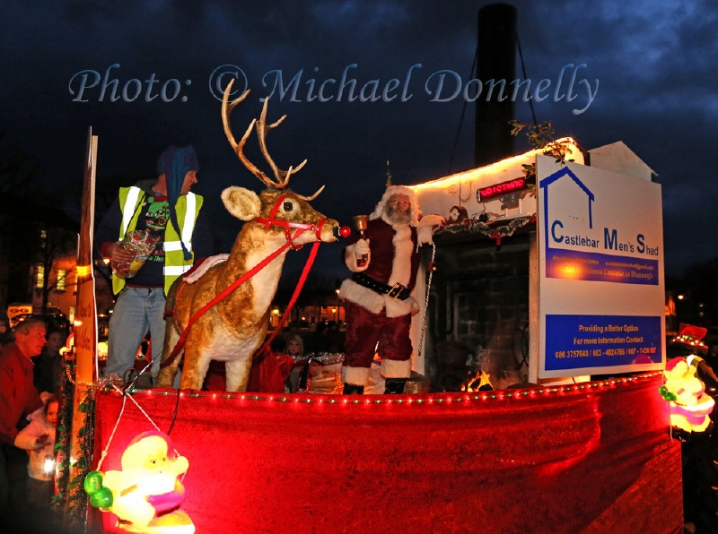 Castlebar Mens Shed provided the transport for Santas appearance in Castlebar at the official turning on of the Castlebar newly Extended Festive lighting on the Mall Castlebar. Photo: © Michael Donnelly