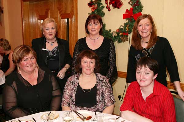 Group from Rehab Care pictured at their Christmas Party in the Filte Suite, Welcome Inn Hotel, Castlebar, front from  left: Kay Dempsey, Lorraine Gibbons,  and Denise Murphy; at back: Frankie Forde Waldron, Maureen  Vesey,  and Bernadette Coen. Photo Michael Donnelly 