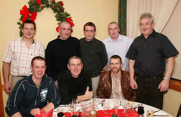 Western Scaffolding staff Castlebar, pictured at their Christmas Party in the Filte Suite, Welcome Inn Hotel, Castlebar, front from left Terry Duddy, Keith Burton, Ger OMahony, at back: Tony Cunningham, Phil Gough, Hughie McManamon PJ McManamon, and Padraig Lally. Photo Michael Donnelly 