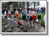 Some of the Brave swimmers tog out for their swim in the Icy waters of Lough Lannagh Castlebar on Christmas Day. Photo:  Michael Donnelly