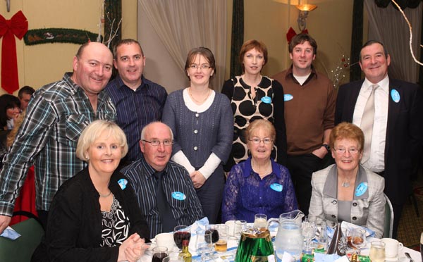 Pictured at the Welcome Inn Hotel Staff Party "Blast from the Past" At back from left: Mick Morahan, Des Dyra, Virginia Dyra, Denise Coen & Enda , Paddy Mulligan
Front; Maria Morahan, Paddy Costello, Sally Costello, Josie Mulligan. Photo: � Michael Donnelly
 
