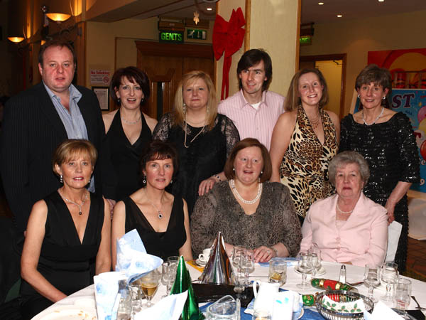 Pictured at the Welcome Inn Hotel Staff Party "Blast from the Past" At back from left: Pat Moran, Finnuala Whyte, Carolyn & Gareth McDonagh, June Kelly, Patricia Moran; Front; Mary Moran, Ann O'Donnell, Bernie Jordan, Bridie Moran. Photo: � Michael Donnelly