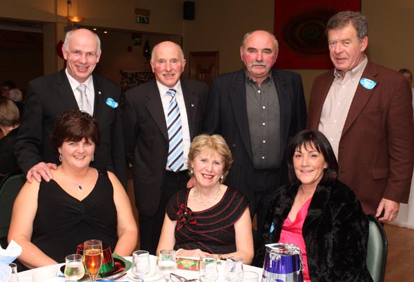 Pictured at the Welcome Inn Hotel Staff Party "Blast from the Past" At back from left: Ritchie Duffy, John Moylette , Patsy Cawley, Michael Rice; Front; Mary Duffy, Mary Moylette, Ann Rice.Photo: � Michael Donnelly
