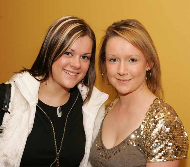 Maria McLoughlin and Lisa Colleran, Castlebar pictured at the Des Bishop show in the TF Royal Theatre Castlebar.  Photo: Michael Donnelly.