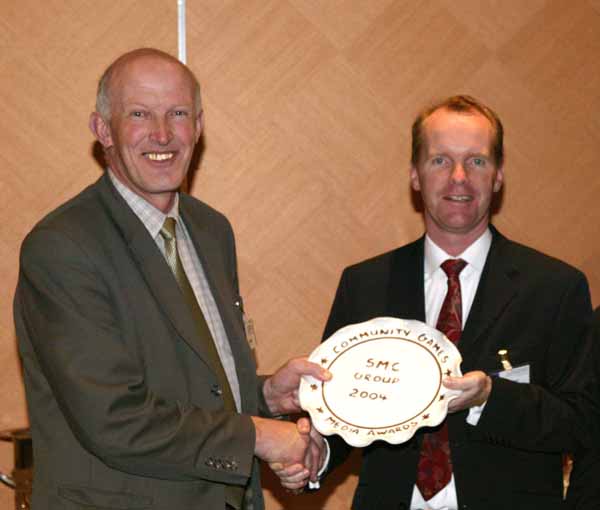 Brian Duggan representing Midlands Construction Company sponsors of the Community Games Media Awards presents photographer Michael Donnelly with his Photography Award at the Community Games Media Awards presentation in the Mount Wolseley Hotel, Tullow Co Carlow. Photo Michael Donnelly Photography.